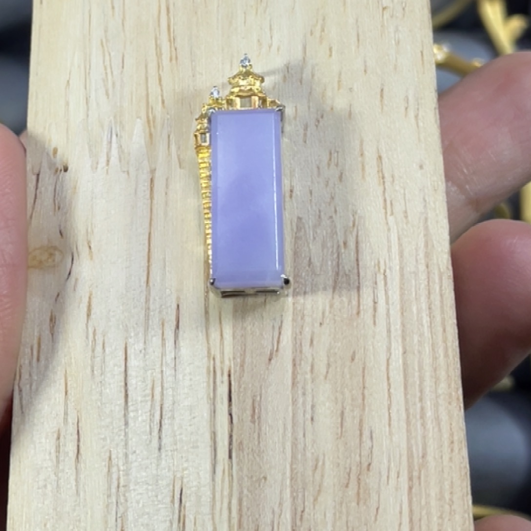 翡翠银S925镀金镶嵌吊坠(不含链)