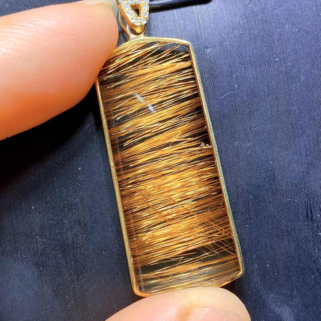 吊坠银S925镀金镶嵌水晶天然水晶