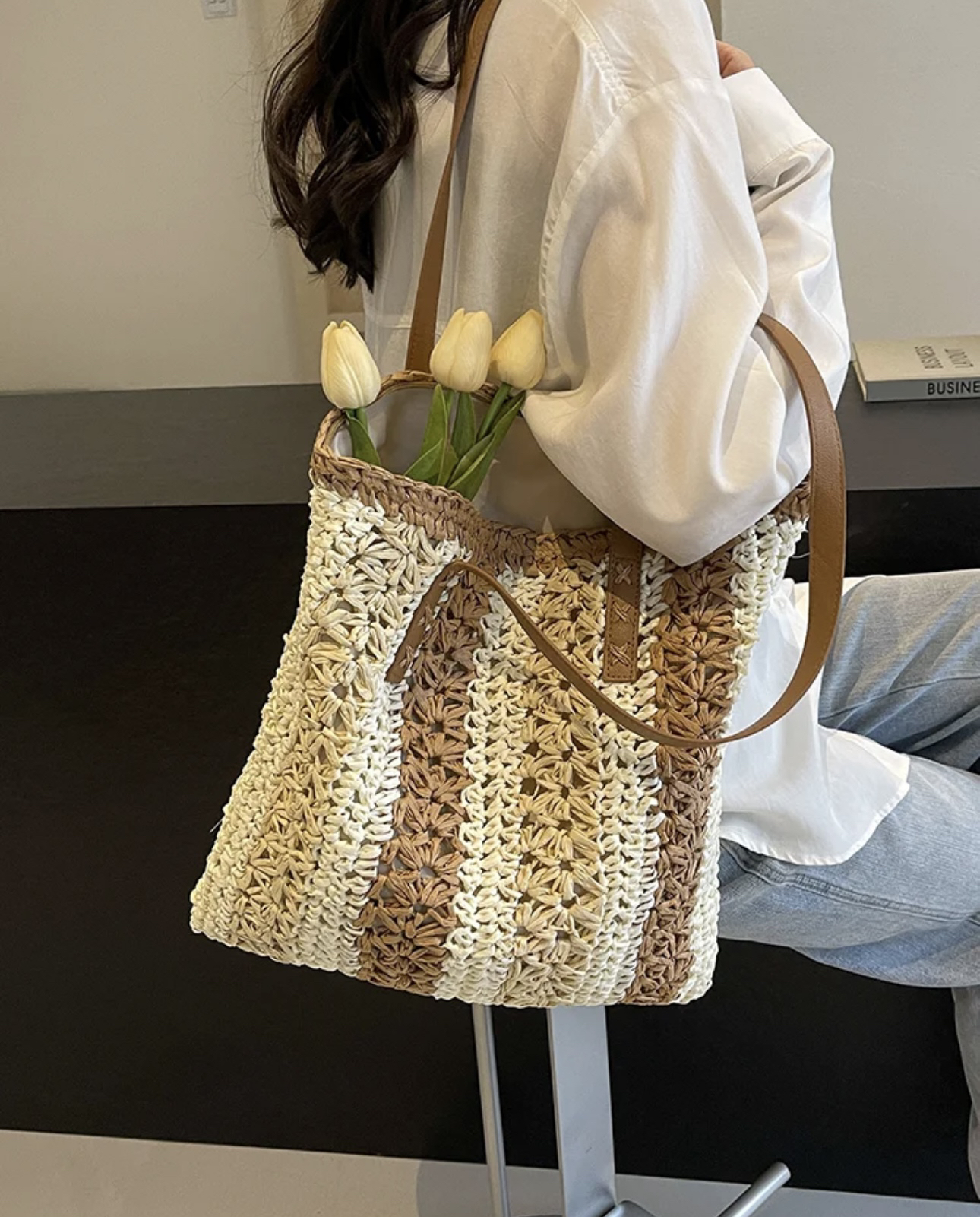 小众设计百搭编织包女包2025新款时尚韩系大容量草编包通勤托特包