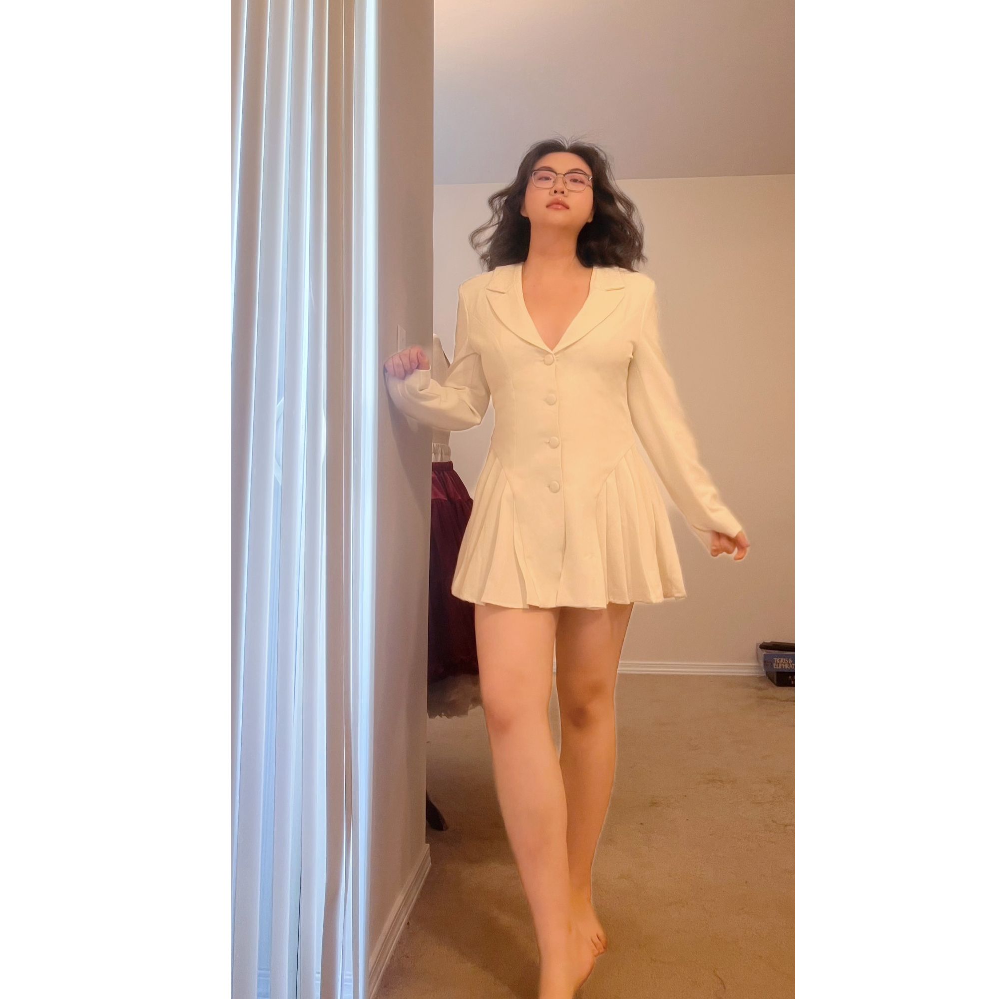 女老版即视感！显瘦美版西服裙白款， 美版版型全尺码！