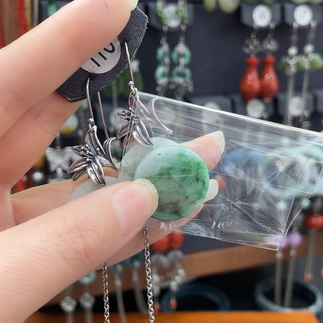 翡翠银S925镶嵌耳饰小**婉163ghnnhhh