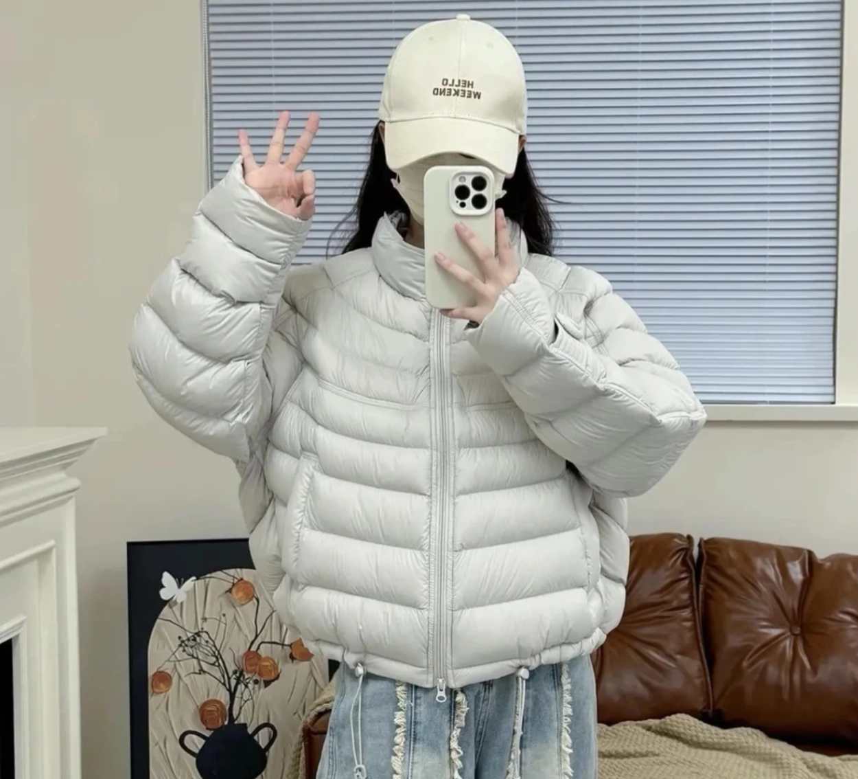 967泡芙女短款秋冬新款宽松立领整张棉服外套（衣长58）