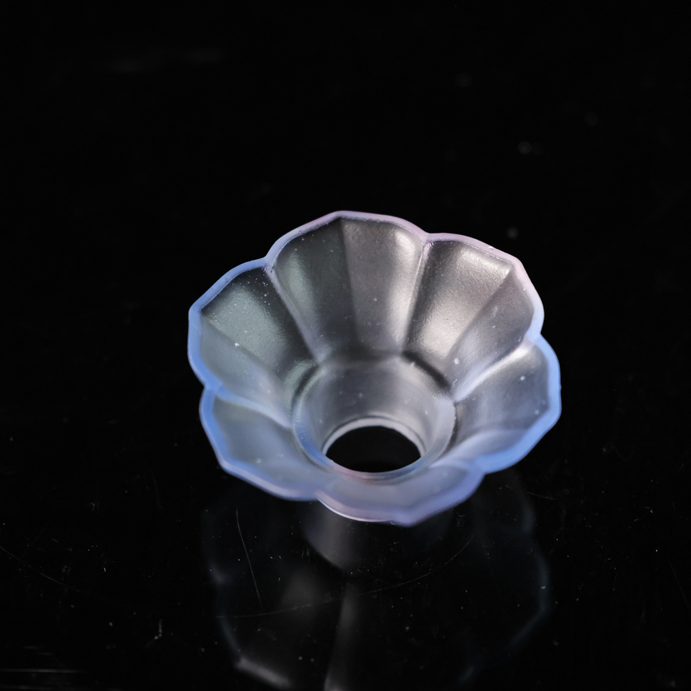 蓝紫渐变琉璃荷瓣投茶器上口径7cm下2.6cm高3cm（心缘0222）