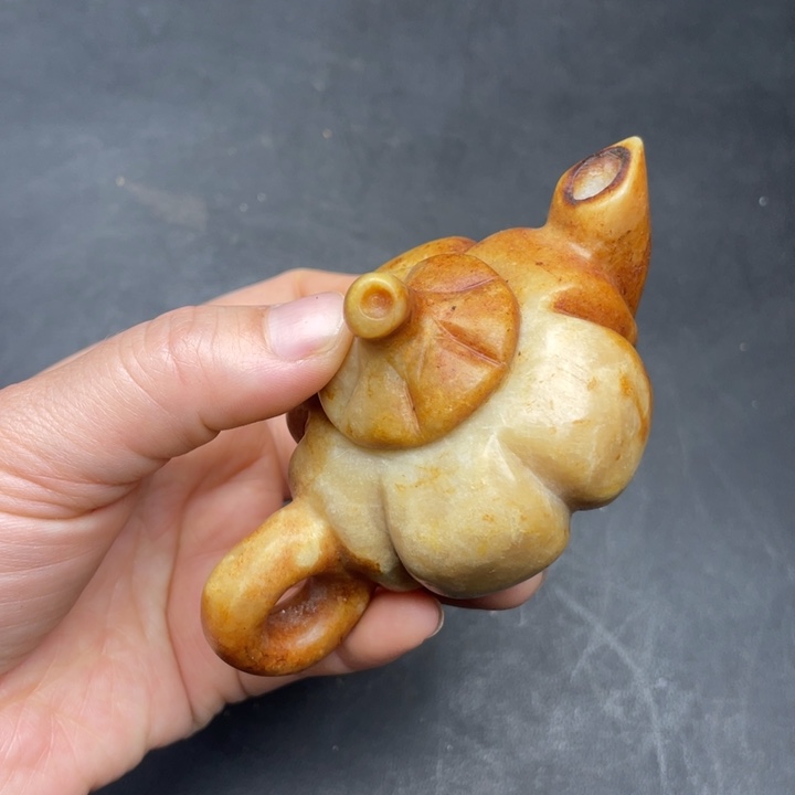 白玉菩提把件摆件
