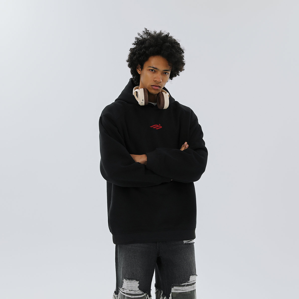 Jaaniste春秋季字母绣花长袖连帽卫衣男宽松百搭休闲打底男女同款