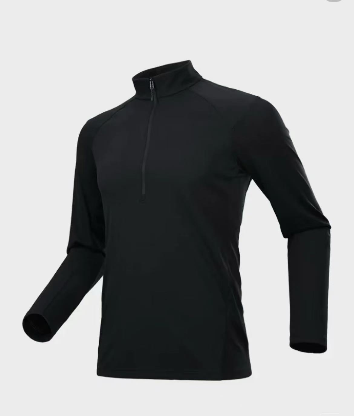 DD新款加绒户外男士运动半拉链速干T恤