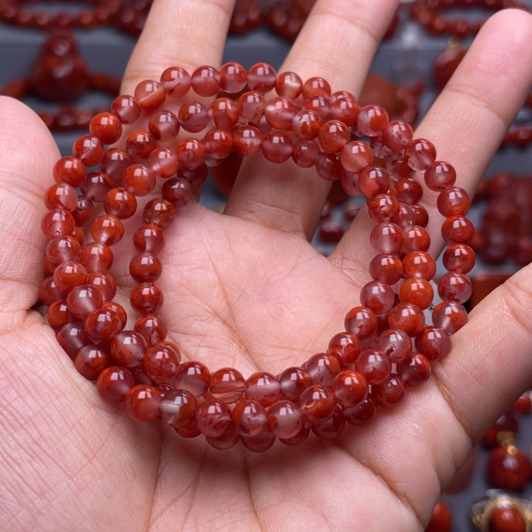 南红玛瑙未镶嵌珠宝奇石多圈6mm