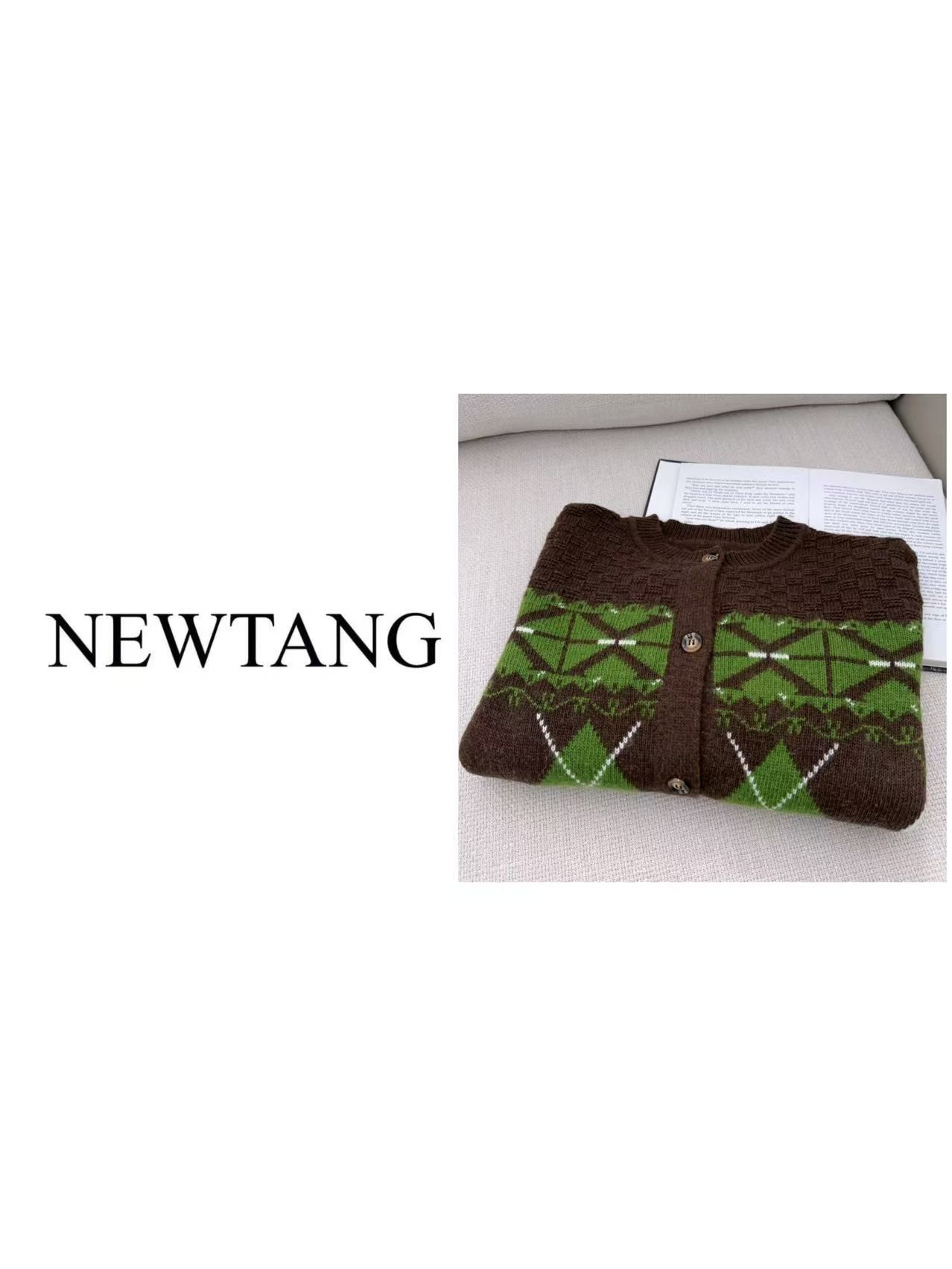 【咖绿】1108早秋上新极简轻奢风美式复古针织开衫秋冬