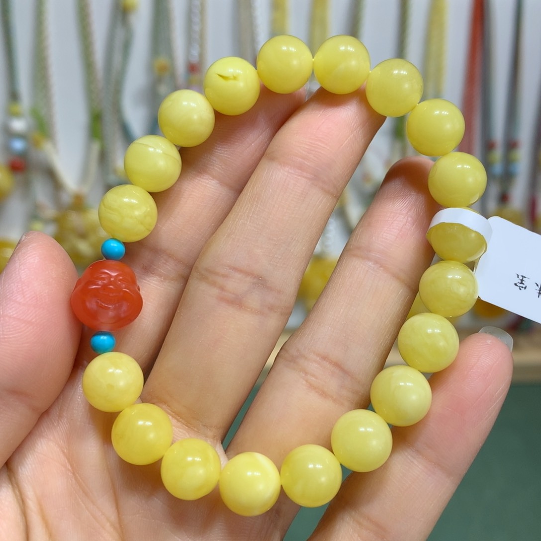 蜜蜡手链未镶嵌9.3mm尺寸