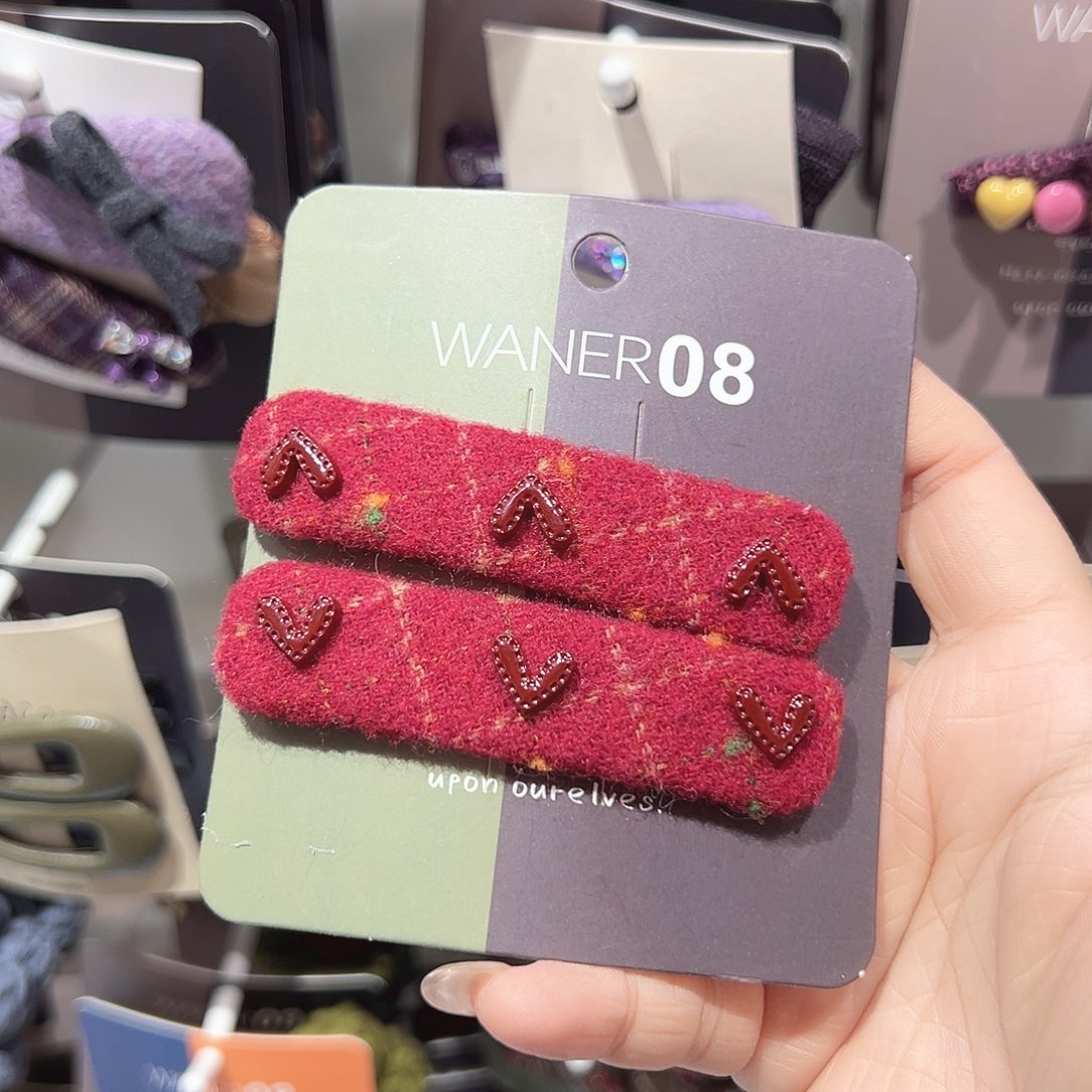 非金属红色格纹爱心掰掰