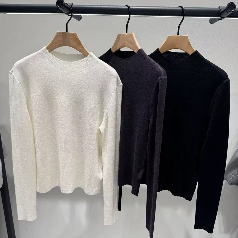 迪家2025冬款羊毛内搭半高领立领打底衫羊毛针织衫上衣女7135毛衣