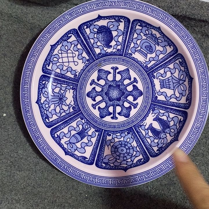 摆件陶7.5寸红稀土青花八宝壶承