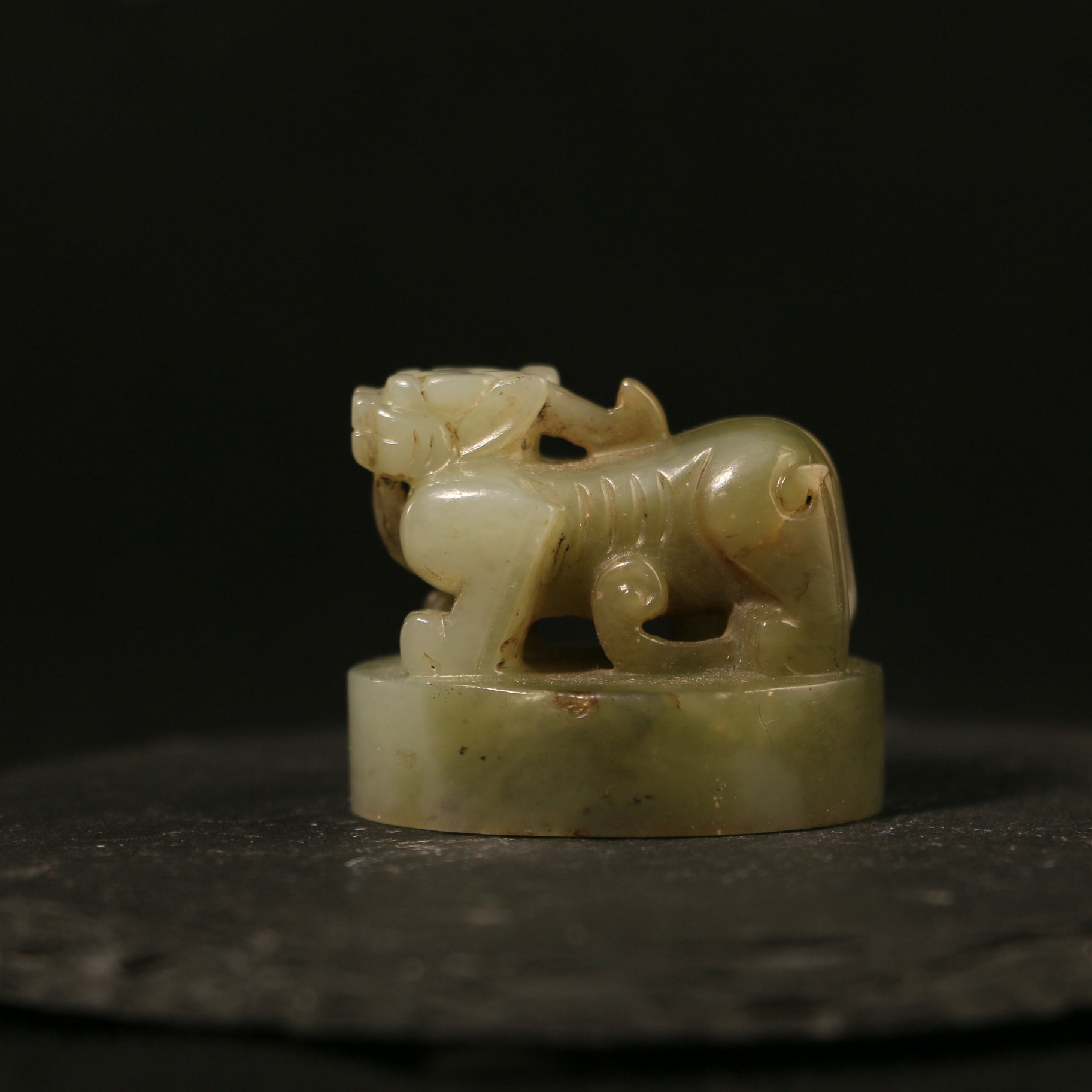 16F138清 青白玉多寿印章