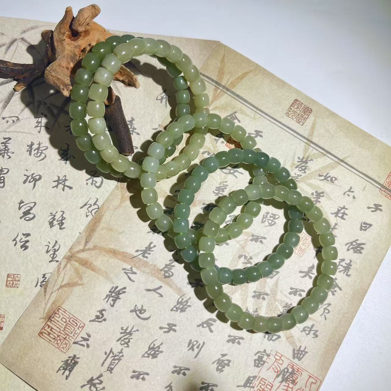 春日珠宝 和田玉百搭直切桶珠手串 多样性发货 拍一发一H429