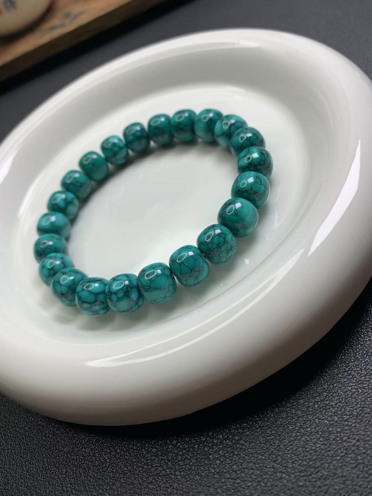 湖北原矿纯手工特色高瓷原石精工网花老型手链10mm