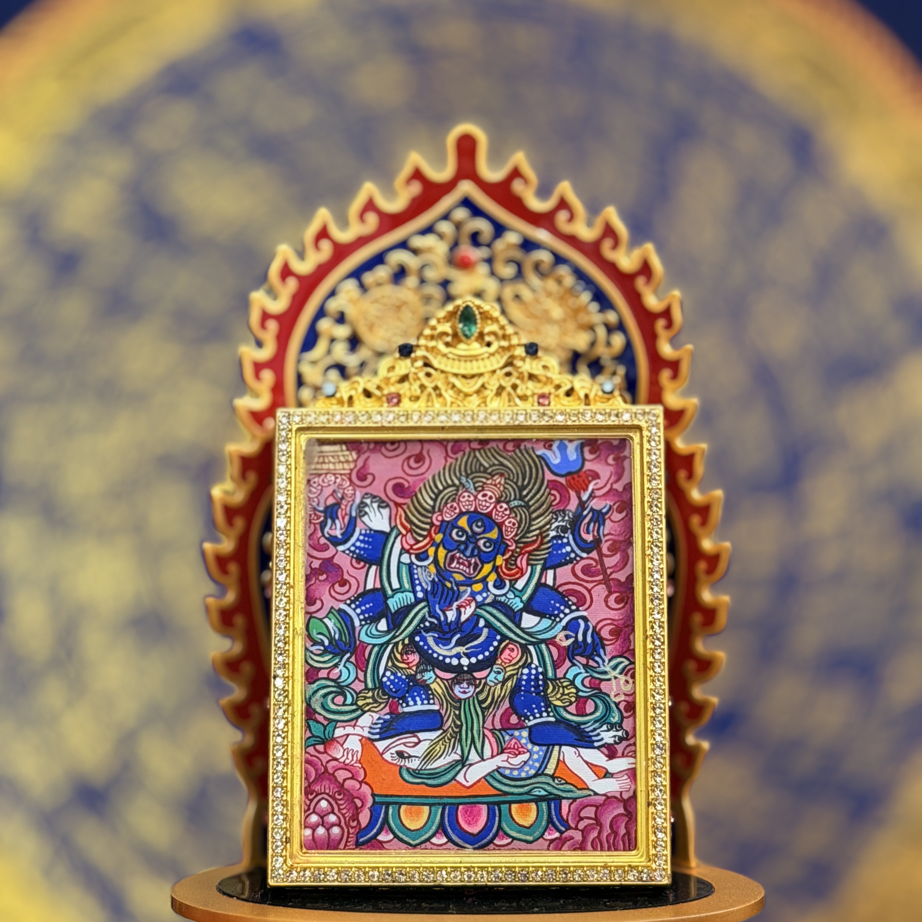 【罗藏热杰】紫唐六臂大黑天·热贡纯手绘唐卡