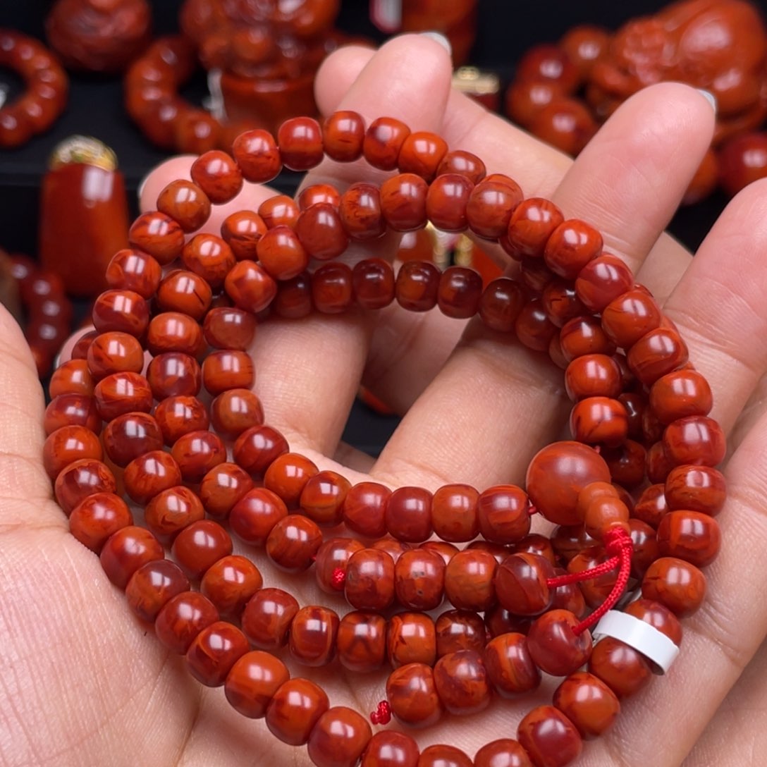 南红玛瑙珠宝奇石未镶嵌多圈7mm