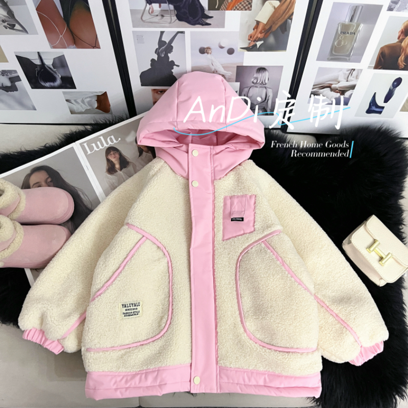 〖ANDI〗安迪订制秋季新款女童中大童时尚加厚连帽外套5154