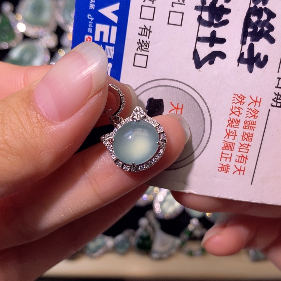 翡翠银S925镶嵌颈饰天然