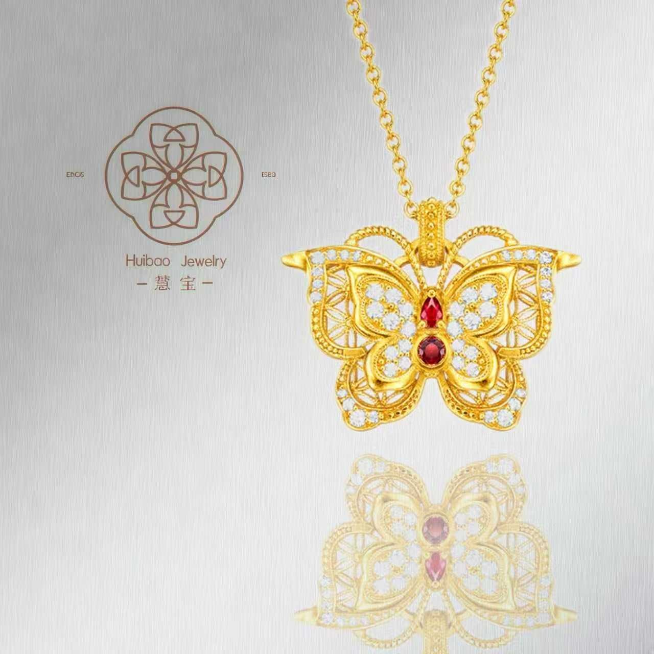 点钻花蝶项链镂空+肖邦链-18