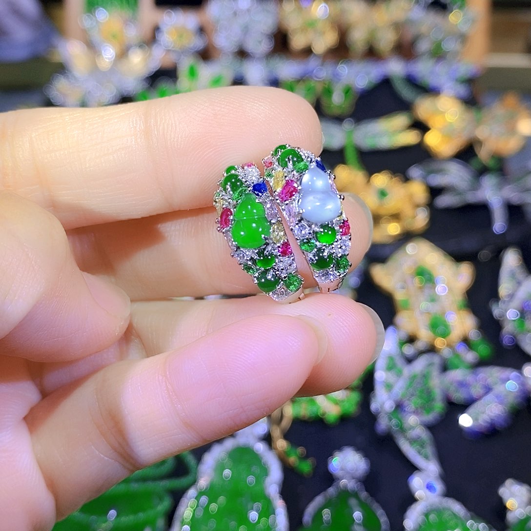 吊坠(不含链)银S925镶嵌翡翠