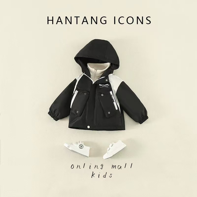 A6022（白内胆）男女童休闲时尚潮流洋气百搭秋冬拼色3合一冲锋衣