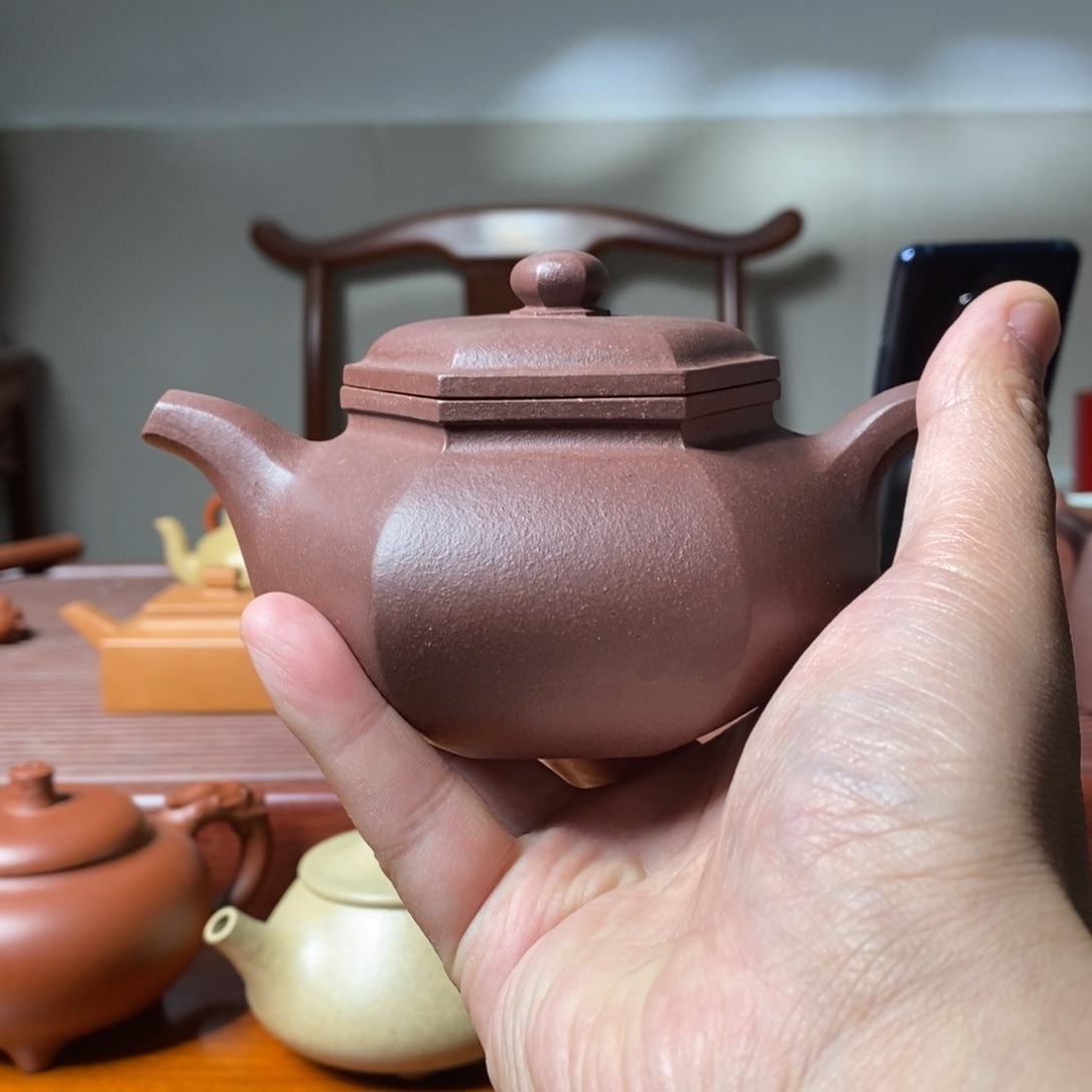 紫砂茶壶鋭****）紫泥六方仿古 全手工