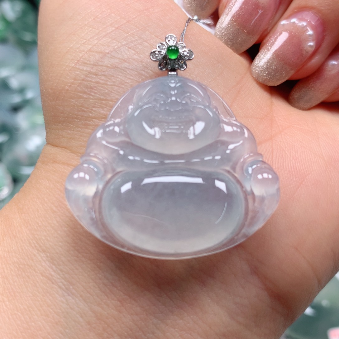 翡翠颈饰18K金镶嵌天然翡翠