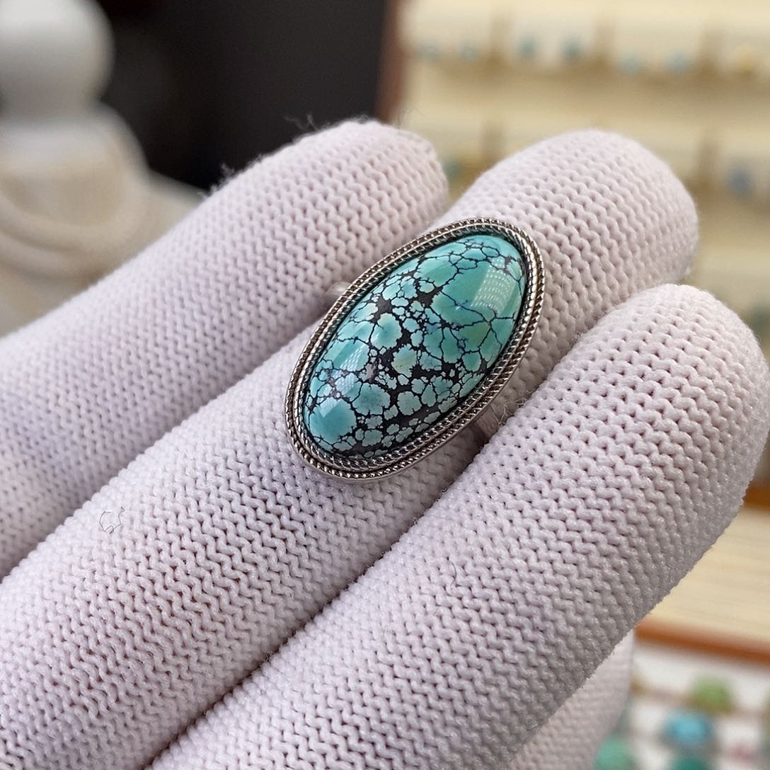 绿松石戒指银S925镶嵌