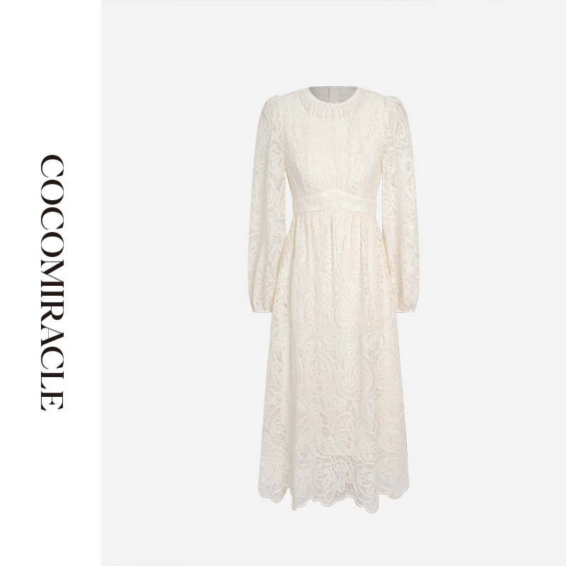 董小姐【月亮茶会】新款重工刺绣领口珠链长袖连衣裙Q56LYQ5252