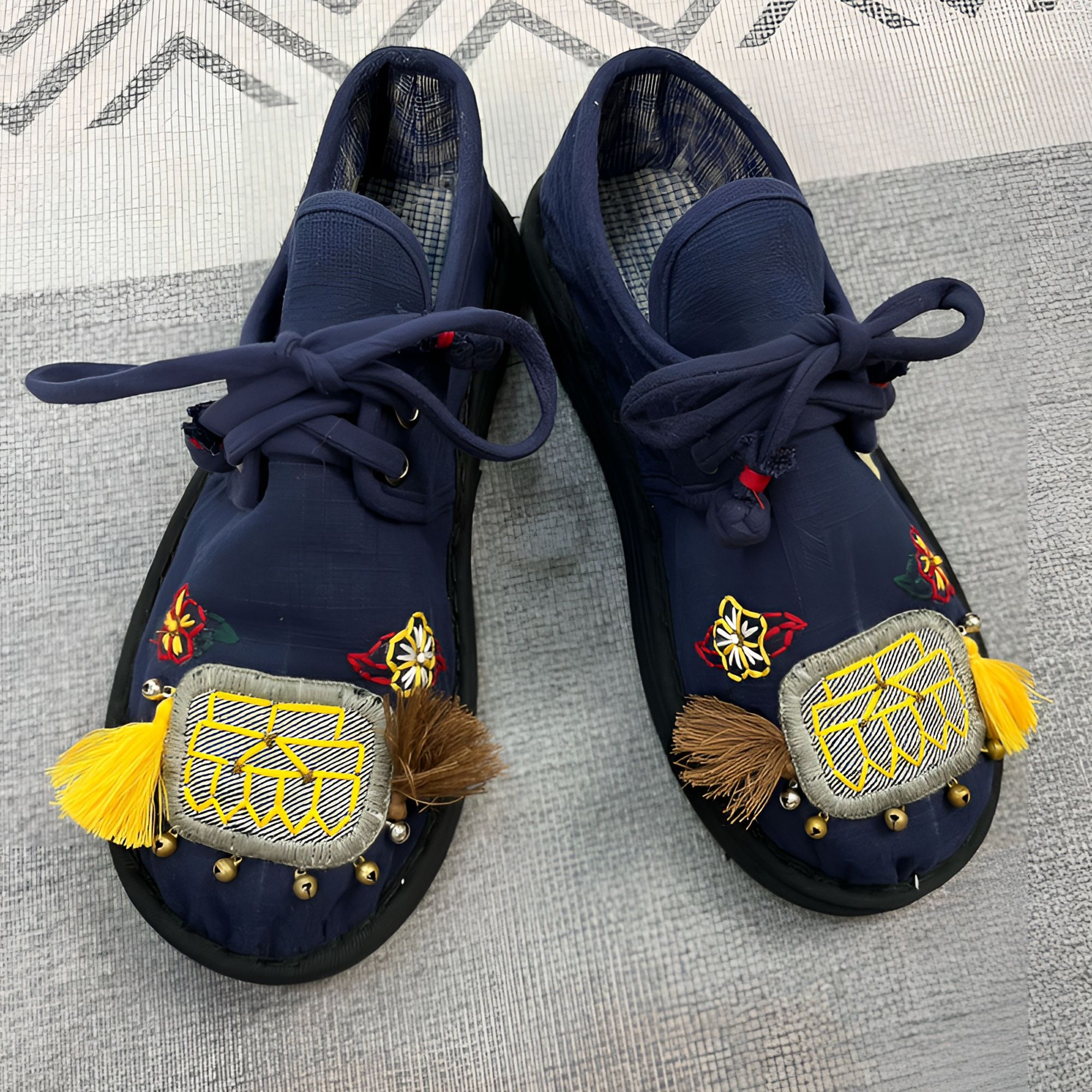 布语千层【平安金锁】春秋款手工千层底平底单鞋休闲养脚舒适透气