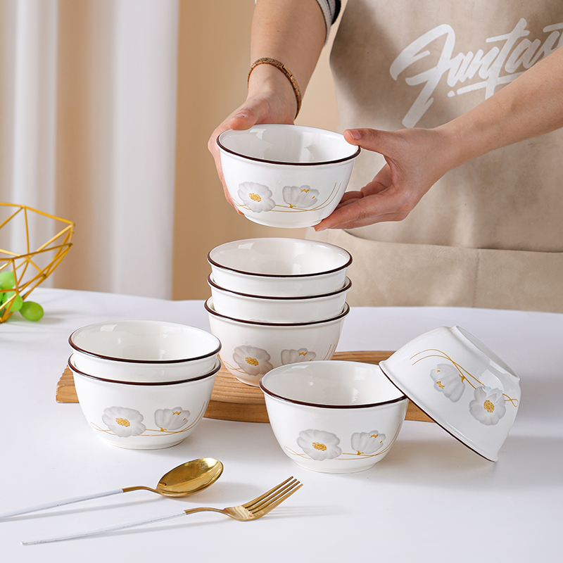 岁月静好4.5英寸米饭碗8只 破损补发