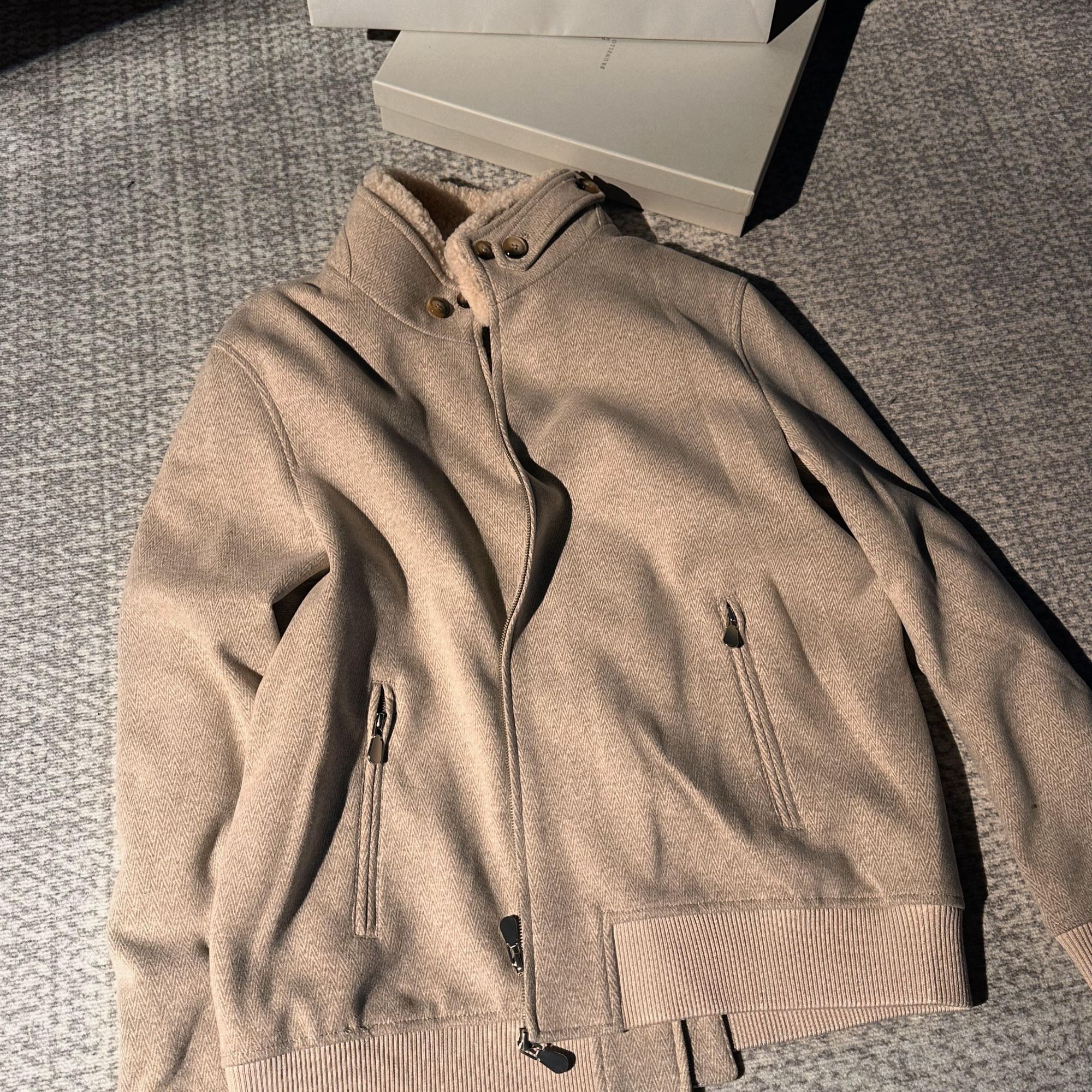 MULI B.C65600羊毛加厚立领可拆卸羊毛领飞行员夹克25592准现货