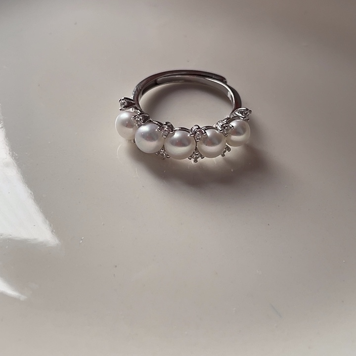 银S925镶嵌淡水珍珠戒指