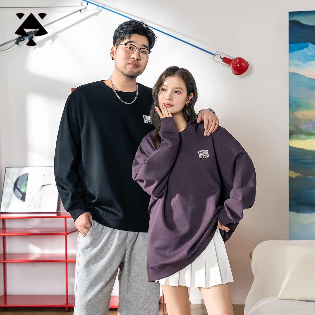 森老板黑劲大码男装2025秋冬新款加肥加大显瘦遮肉轻奢痞帅卫衣