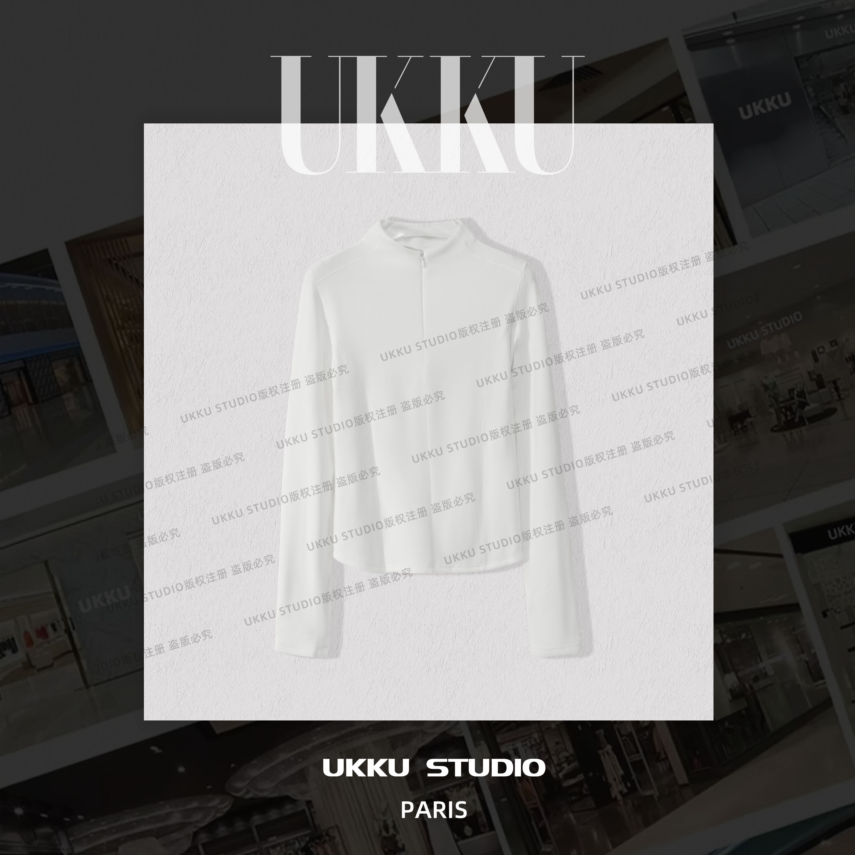 【UKKU SKUDIO】玟 加绒小众设计感拉链显瘦上衣长袖314671