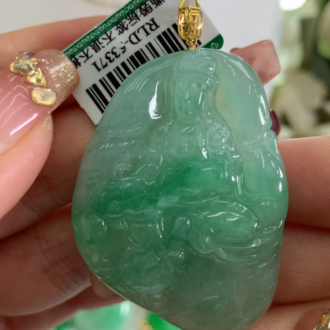 翡翠吊坠(不含链)18K金镶嵌