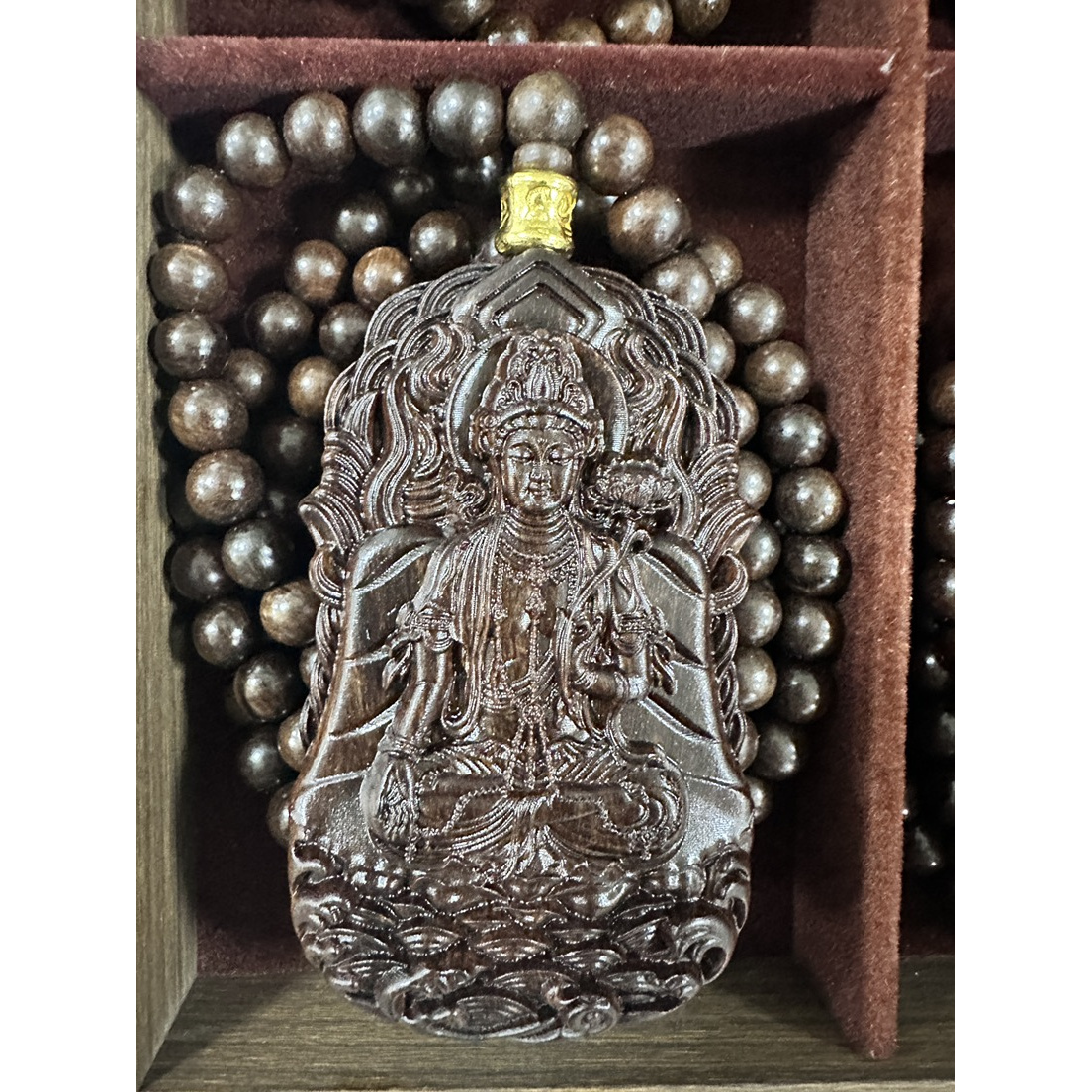 越南沉香木【5/8大势至菩萨马】双面立体雕刻手工匠心工艺