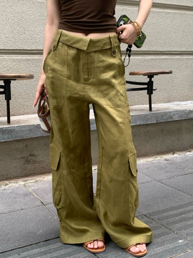 轻奢高级小众女装阔腿裤宽松百搭通勤风裤子女薄款夏天