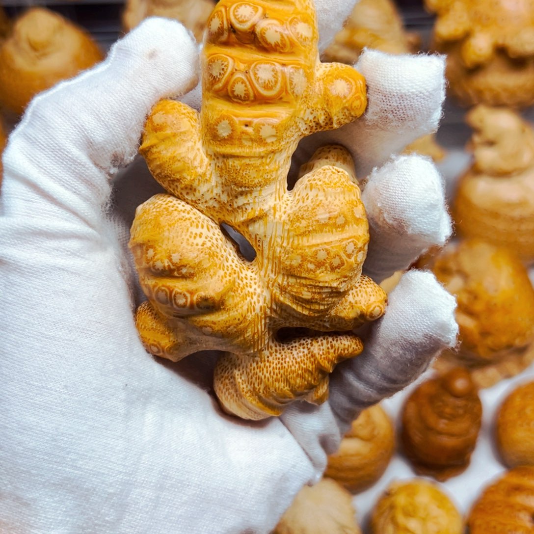 竹根雕竹雕大姜。     