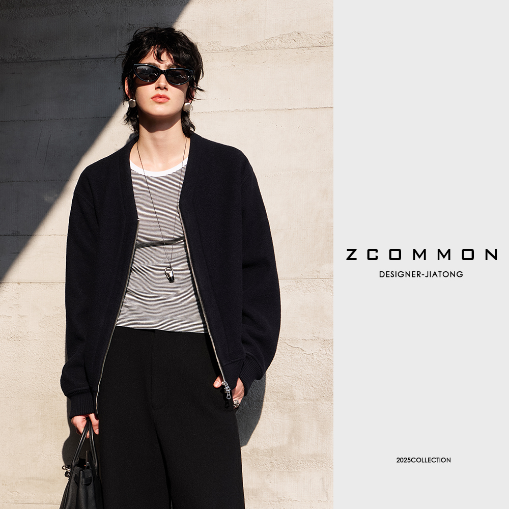 JAVLCOCE/娇可可【黑标系列】V领绵羊毛休闲长袖开衫外套 2506161