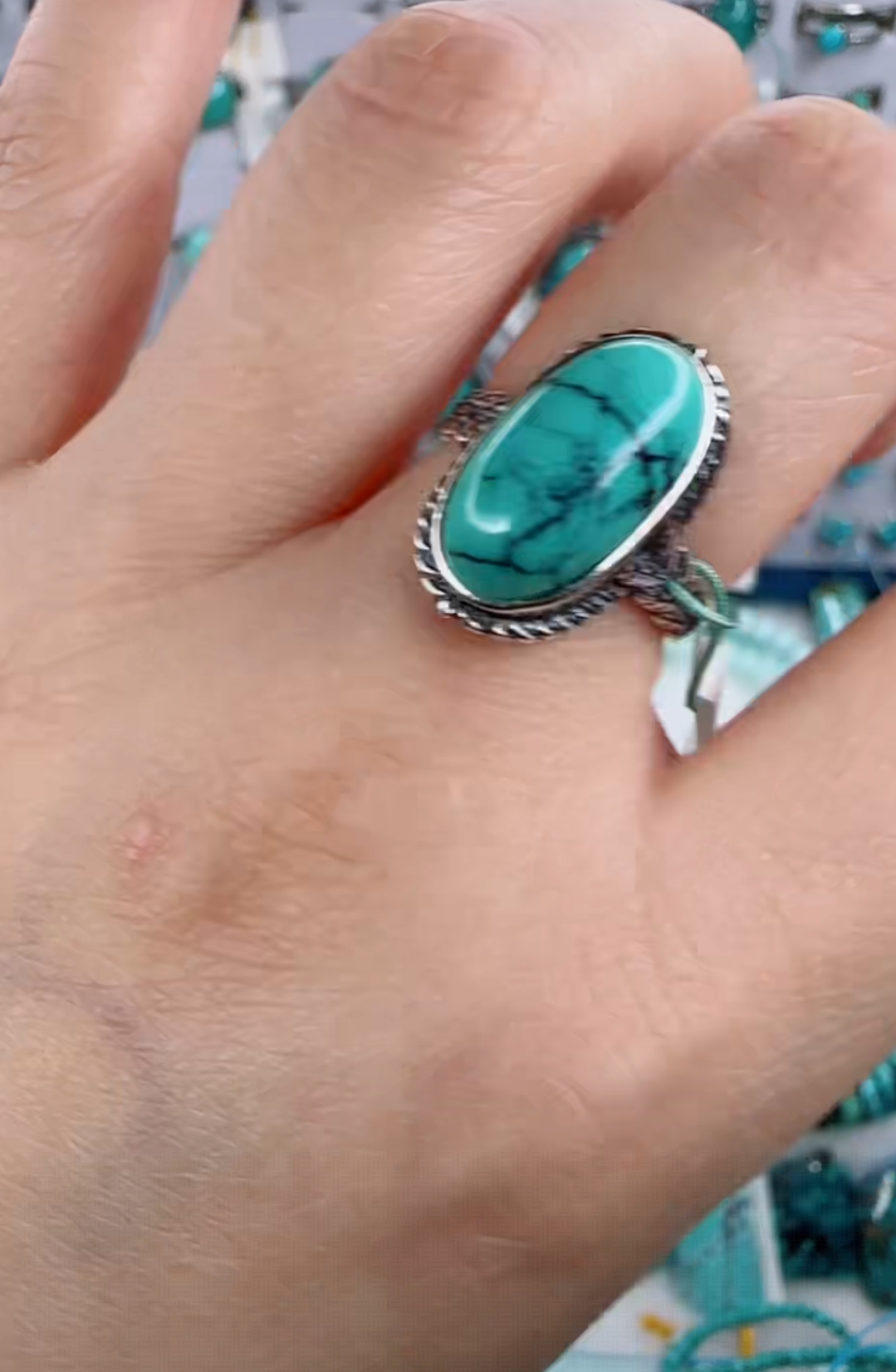 天然原矿绿松石米珠链