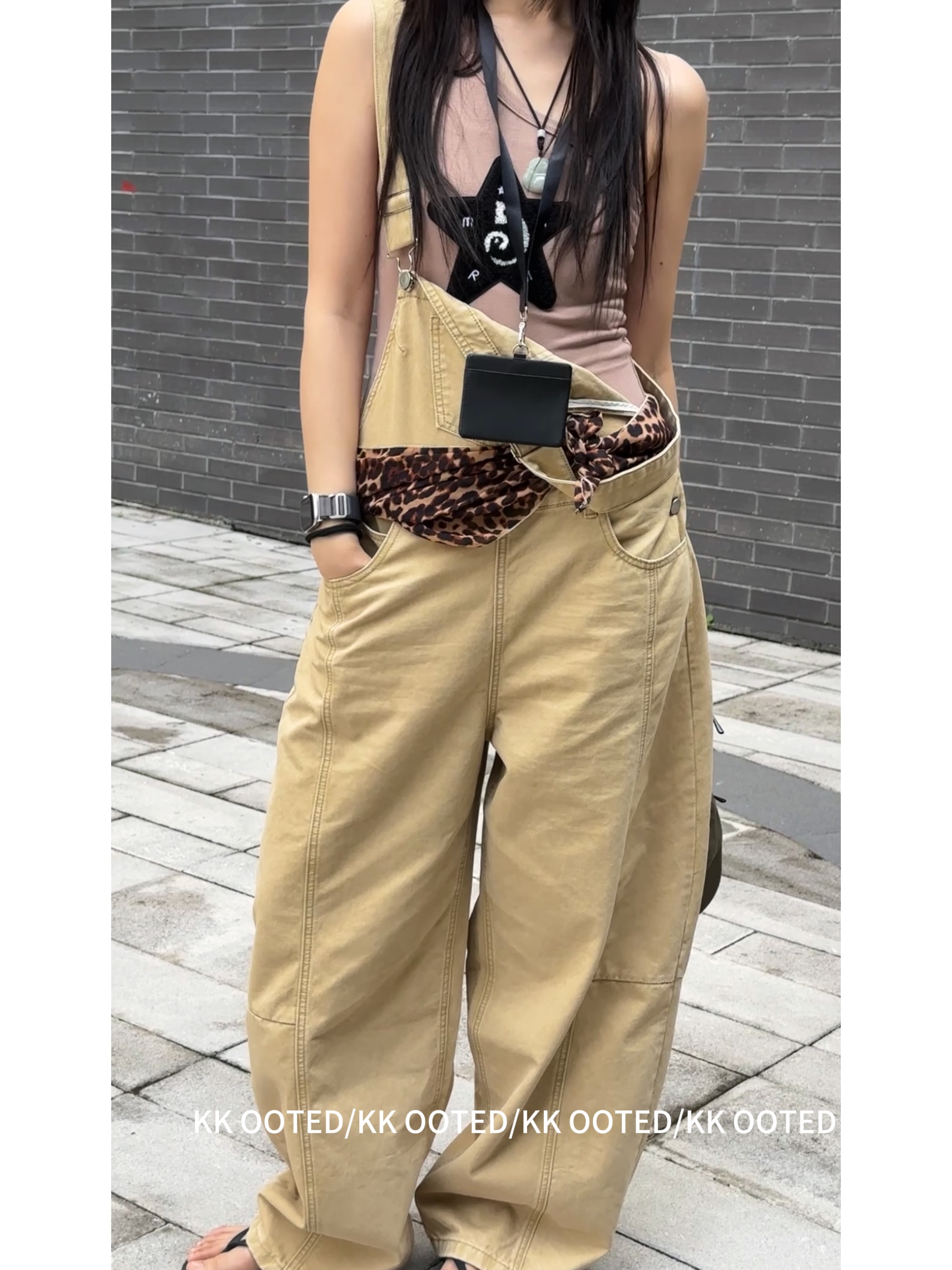 KkK【工装！背带】美式复古工装宽松牛仔日系设计感背带裤