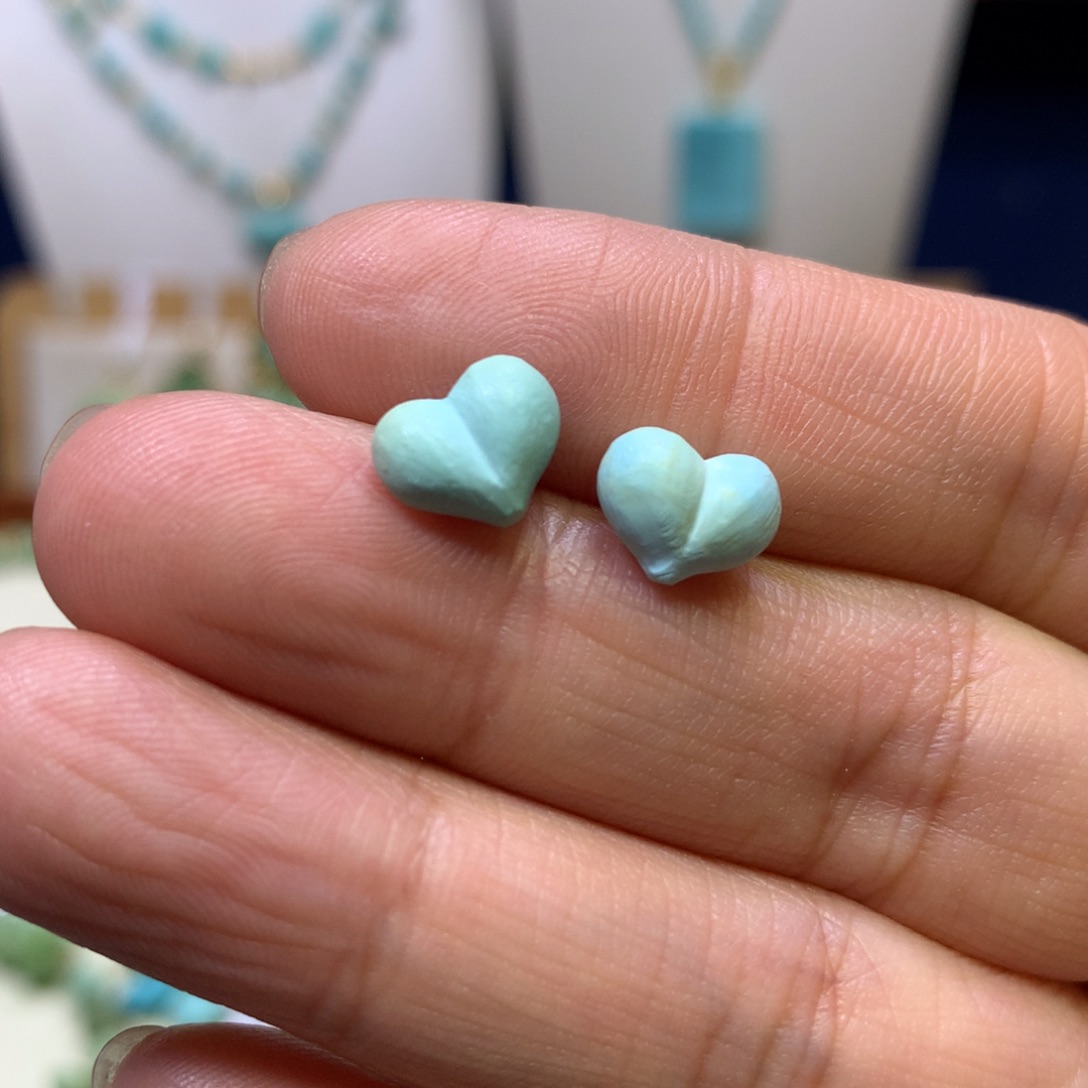 绿松石18K金镶嵌耳钉