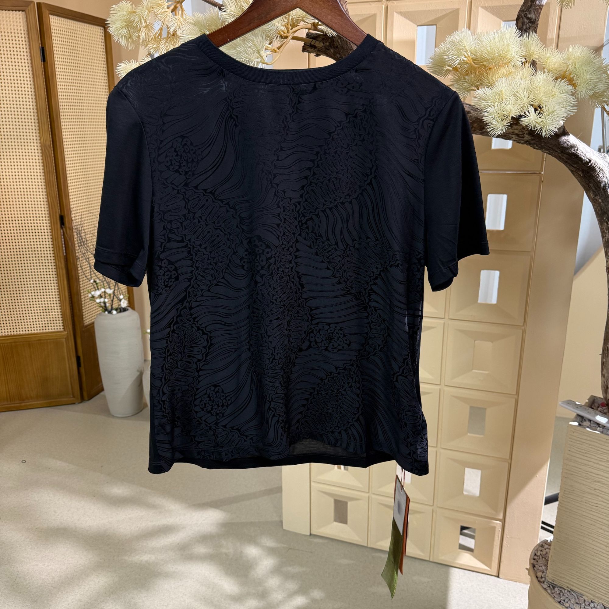 响隐国风舒适春夏紫色桑蚕丝短袖-6535101004