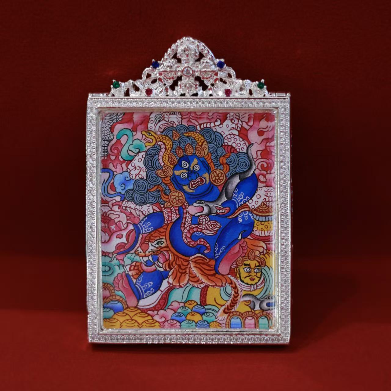 黑财神纯手绘唐卡吊坠项链配饰