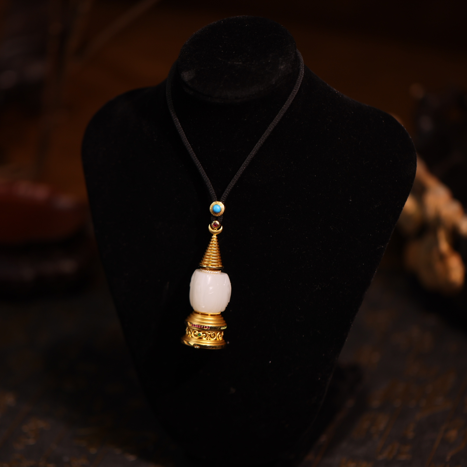 【新疆马爷珠宝】金镶羊脂白玉项链