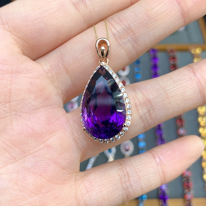 紫晶颈饰银S925镶嵌天然紫水晶