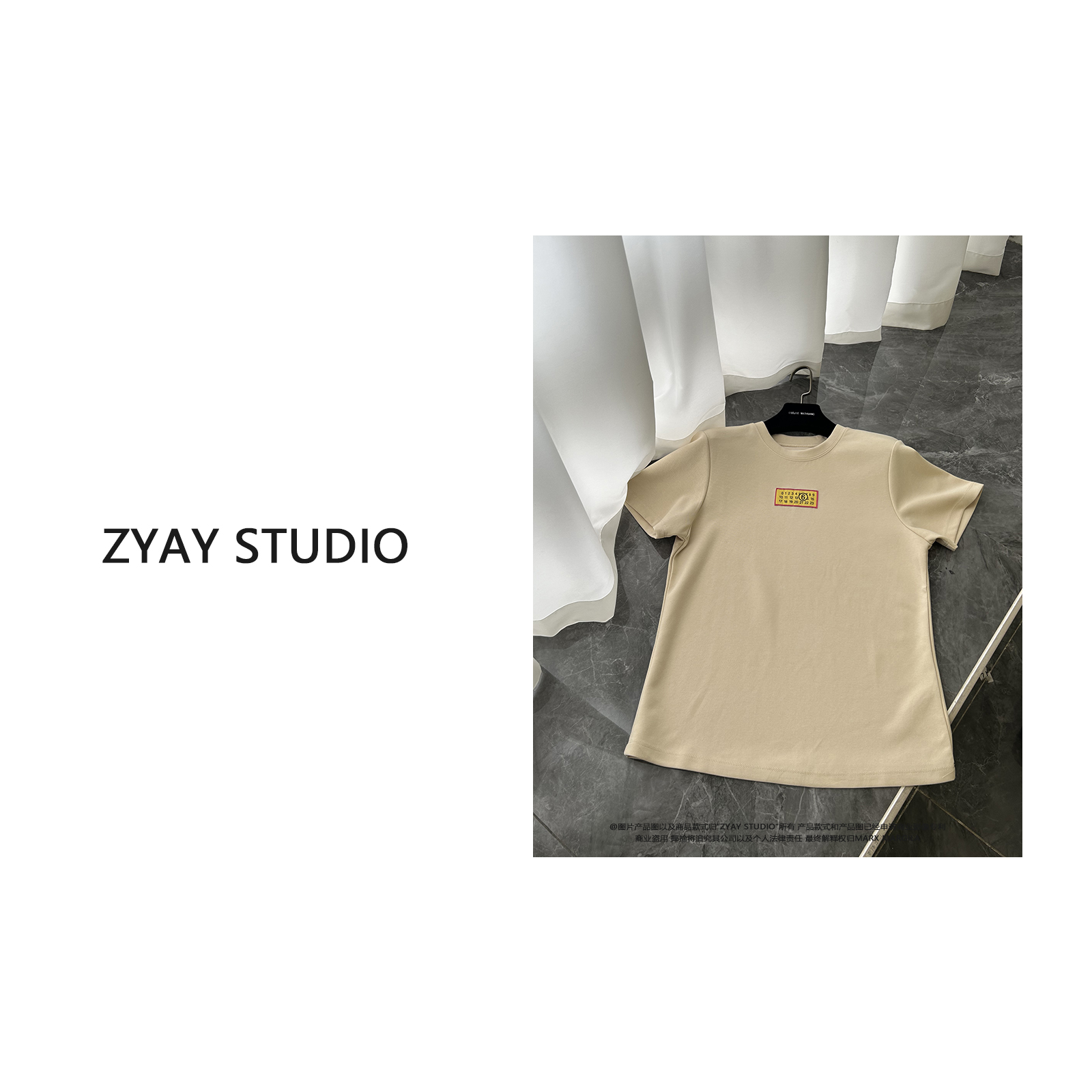 【ZYAY STUDIO】 南油高品质早春新款圆领套头短袖T恤上衣女