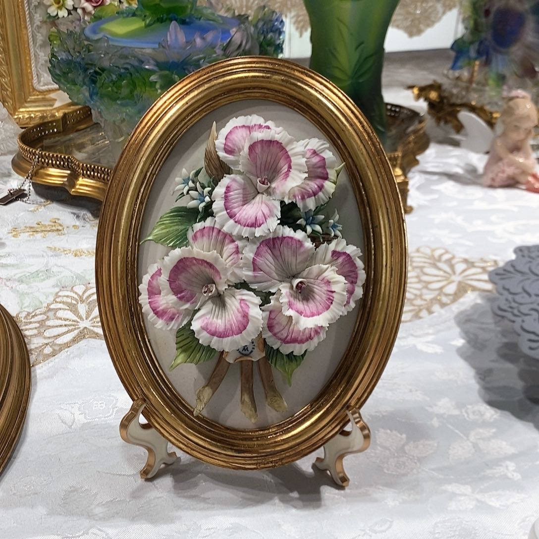 摆件意大利陶瓷花挂画小号